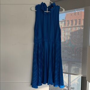 DKNY Royal Blue Pleated Sleeveless Midi Dress